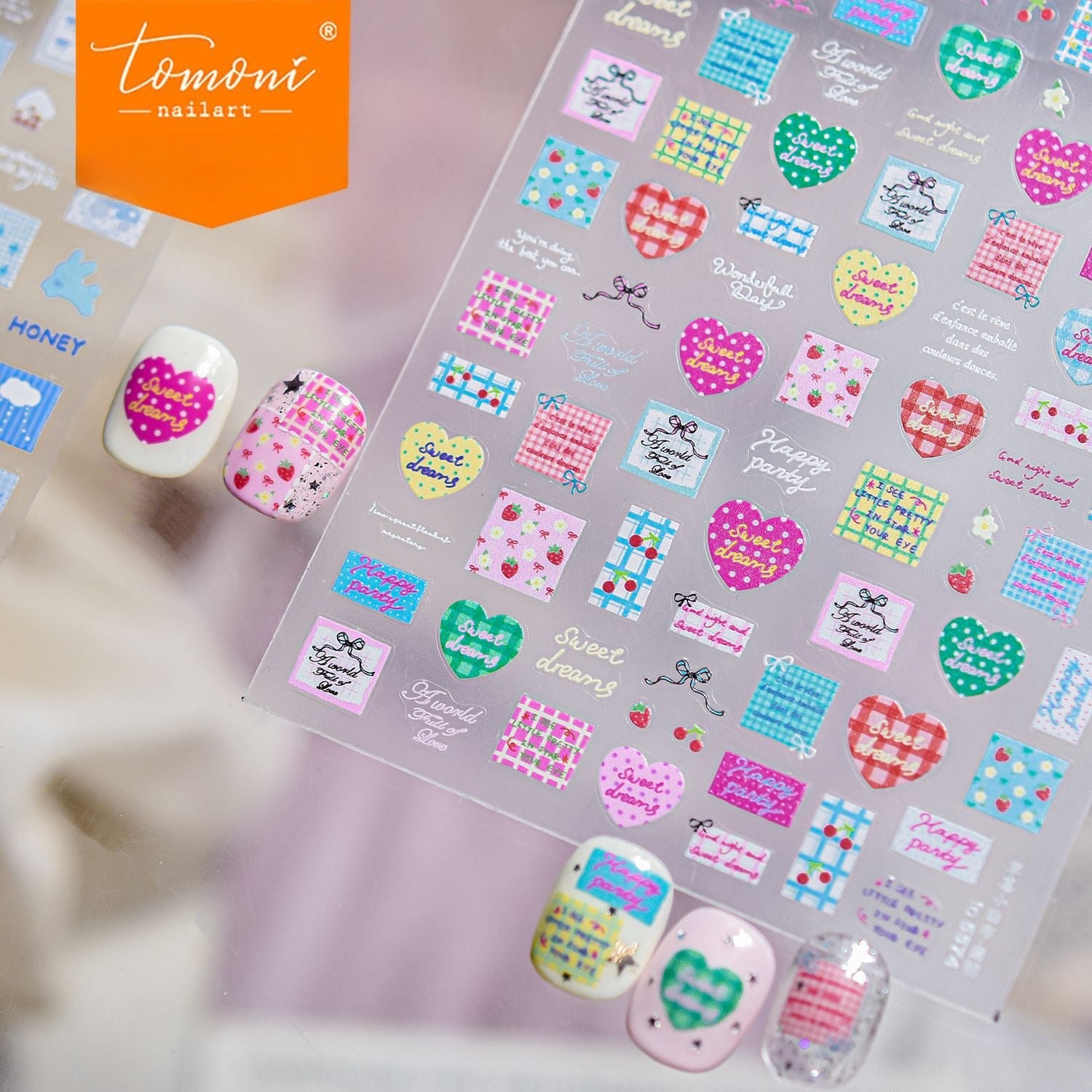 Blue Bear Note – Adesivos de unha Sweet Checkerboard