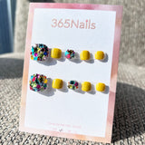 365nails: "colorful gem yellow" – handmade press-on toenails / pedicure