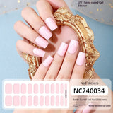 Semi-Cured Gel Nail Strips French Gradient Glitter Glossy Design(MOQ=3)