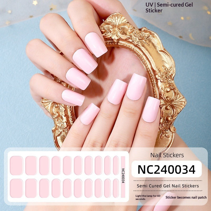 Semi-Cured Gel Nail Strips French Gradient Glitter Glossy Design(MOQ=3)