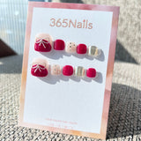 365nails: "retro velvet bow" – handmade press-on toenails / pedicure