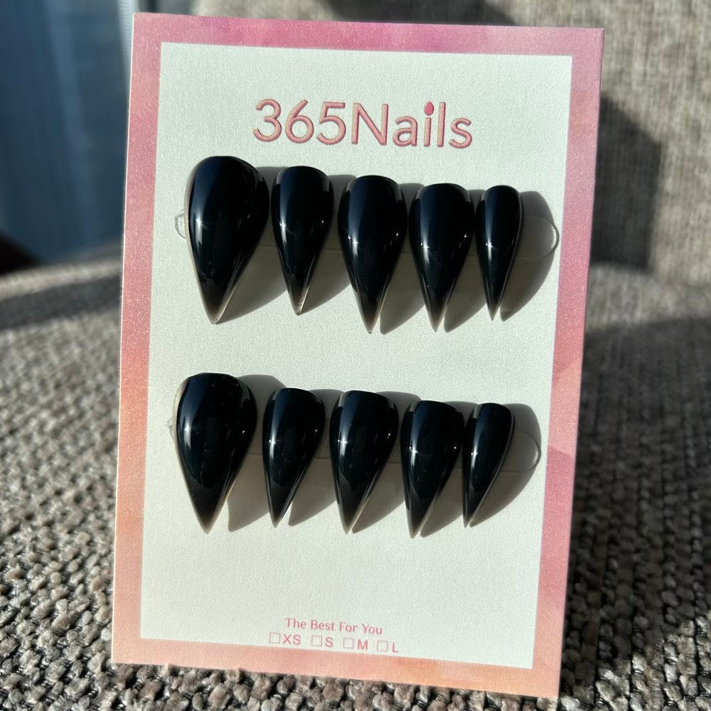 365Nails Glossy Black Long Stiletto Claw Dragon Nails