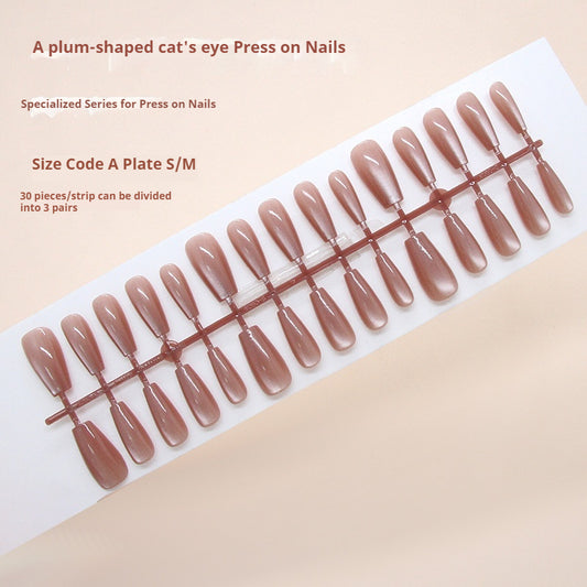 Nail Tips  prefabricated nail cat eye plum brown sweet fashion versatile white  removable wearable nail 30｜365nails