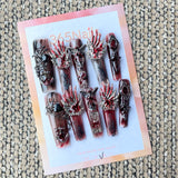 365nails: "Gothic Burgundy Wing Skull Anchor" – handmade press-on pedicure