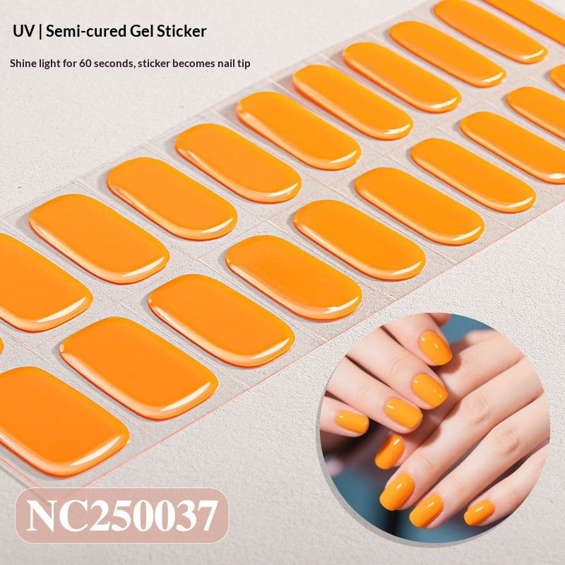 Semi-Cured Gel Nail Strips 3D Solid Color Glossy Design (MOQ=3)