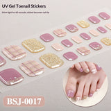 Semi-Cured Gel Nail Strips Toe Nails French Style Soft Pink Glossy Set (MOQ=3)