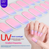 Semi-Cured Gel Nail Strips French Gradient Sparkle Pink Glossy Set (MOQ=3)