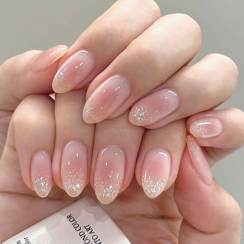 French Animal Print Glossy Brown Almond Short Press On Nails – Design 28