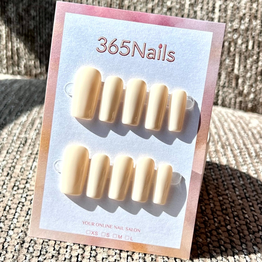 "Milky Beige" - Solid Color Handmade Nails (8 Shapes Available)