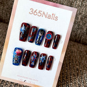 Midnight Comic - Red Blue Graphic Square Press-On Nails