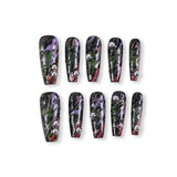 365nails night graffiti black base with ripple rhinestones press-onsSold in packs of 5. Minimum order: 1 pack (5 pcs). Quantity = number of packs. Qty 1 = 5 pcs
