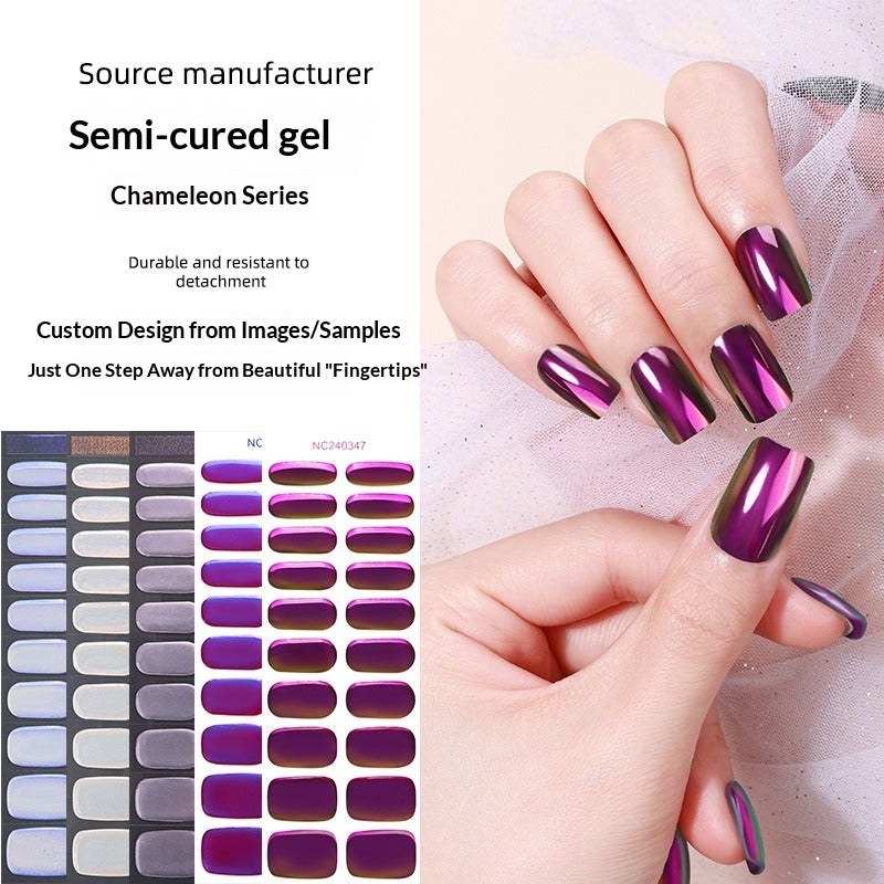 Semi-Cured Gel Nail Strips Aurora Chameleon Iridescent Glossy Set (MOQ=3)