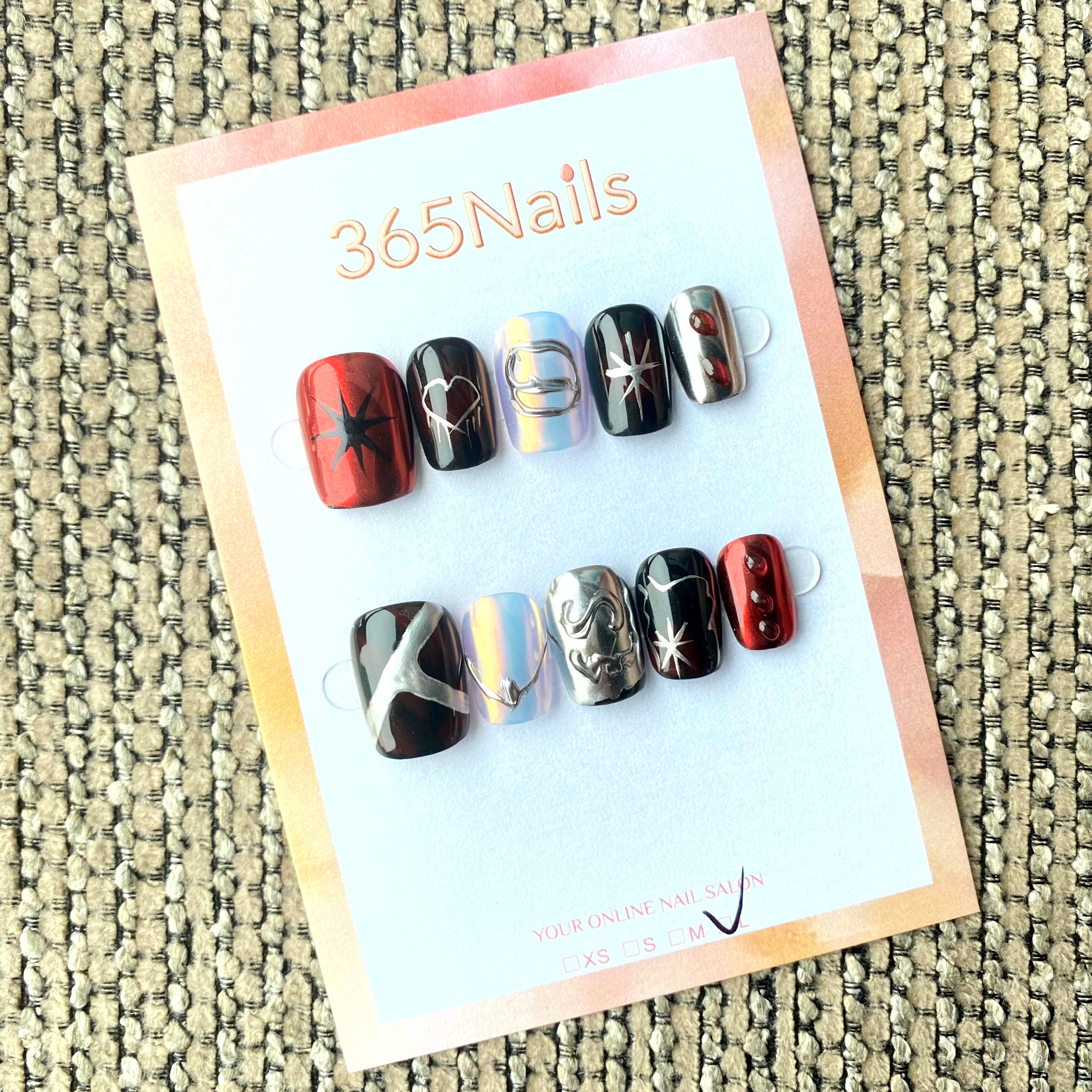 365nails: "Vampire Knight" – 3D Silver Chrome & Blood Drop Handmade Squoval Nails
