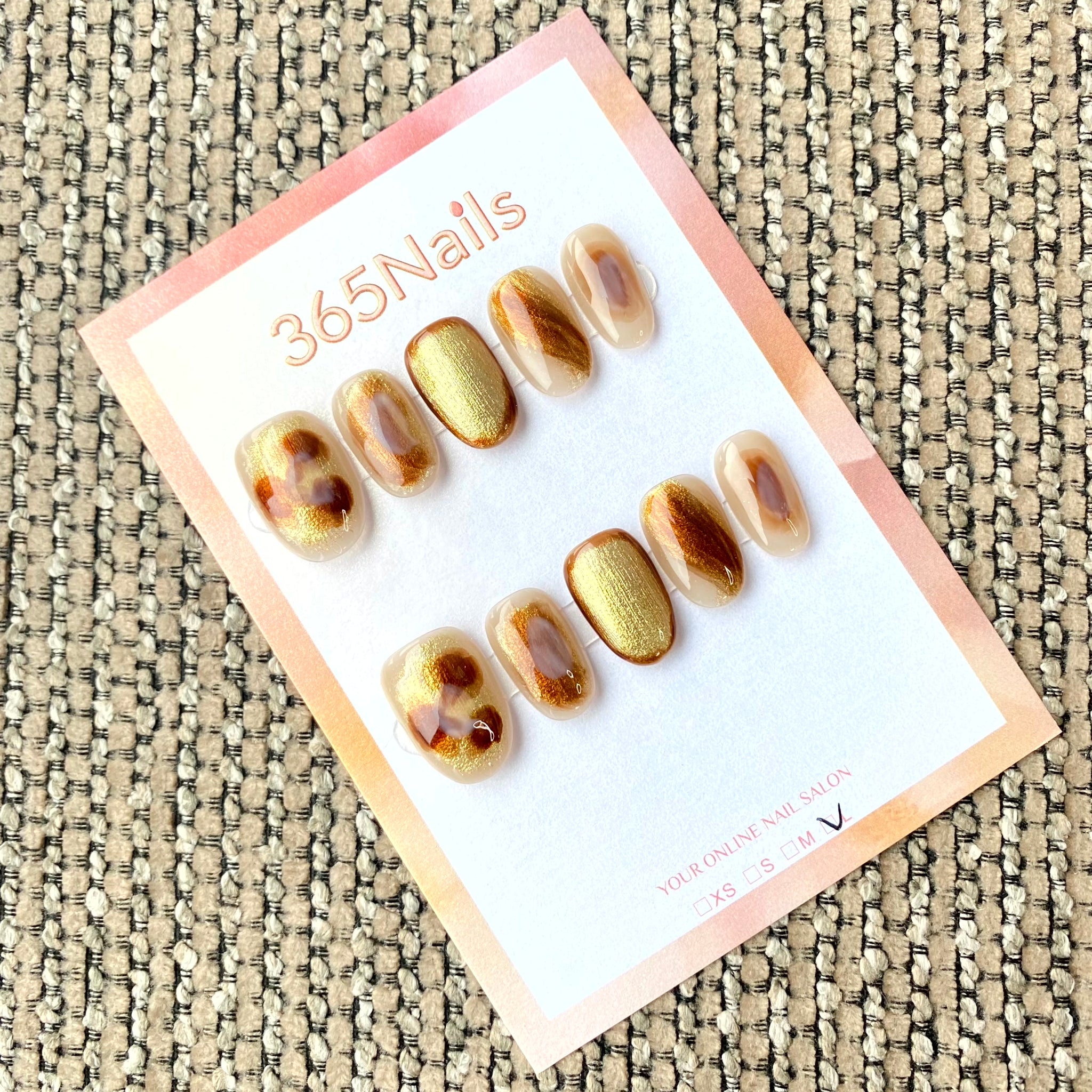 365nails: "Gilded Leopard" – Metallic Gold & Animal Print Handmade Oval Nails