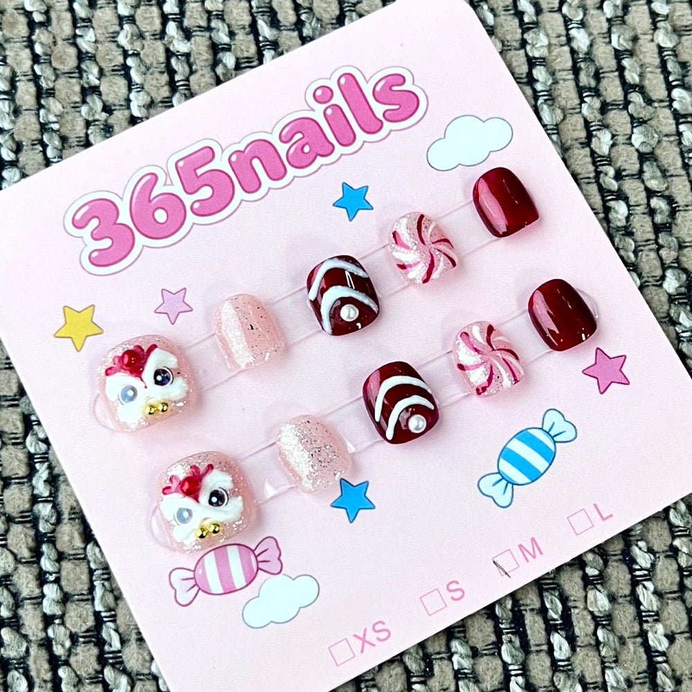 365nails: "Sweet Owl's Valentine" – 3D Character Handmade Short Nails