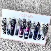 365nails: "Midnight Masquerade" – 3D Art Handmade Coffin Nails-5.5cm