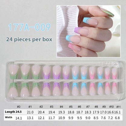 French press on nails 24 pieces Boxed detachable finished product Wearable prefabricated fake nail patch Solid color manicure
