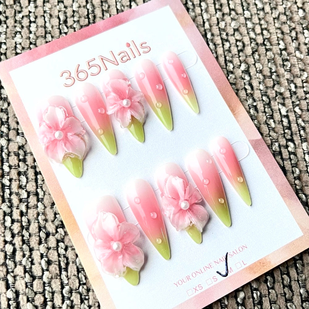 365nails: "Spring Awakening" – 3D Floral Handmade Stiletto Nails