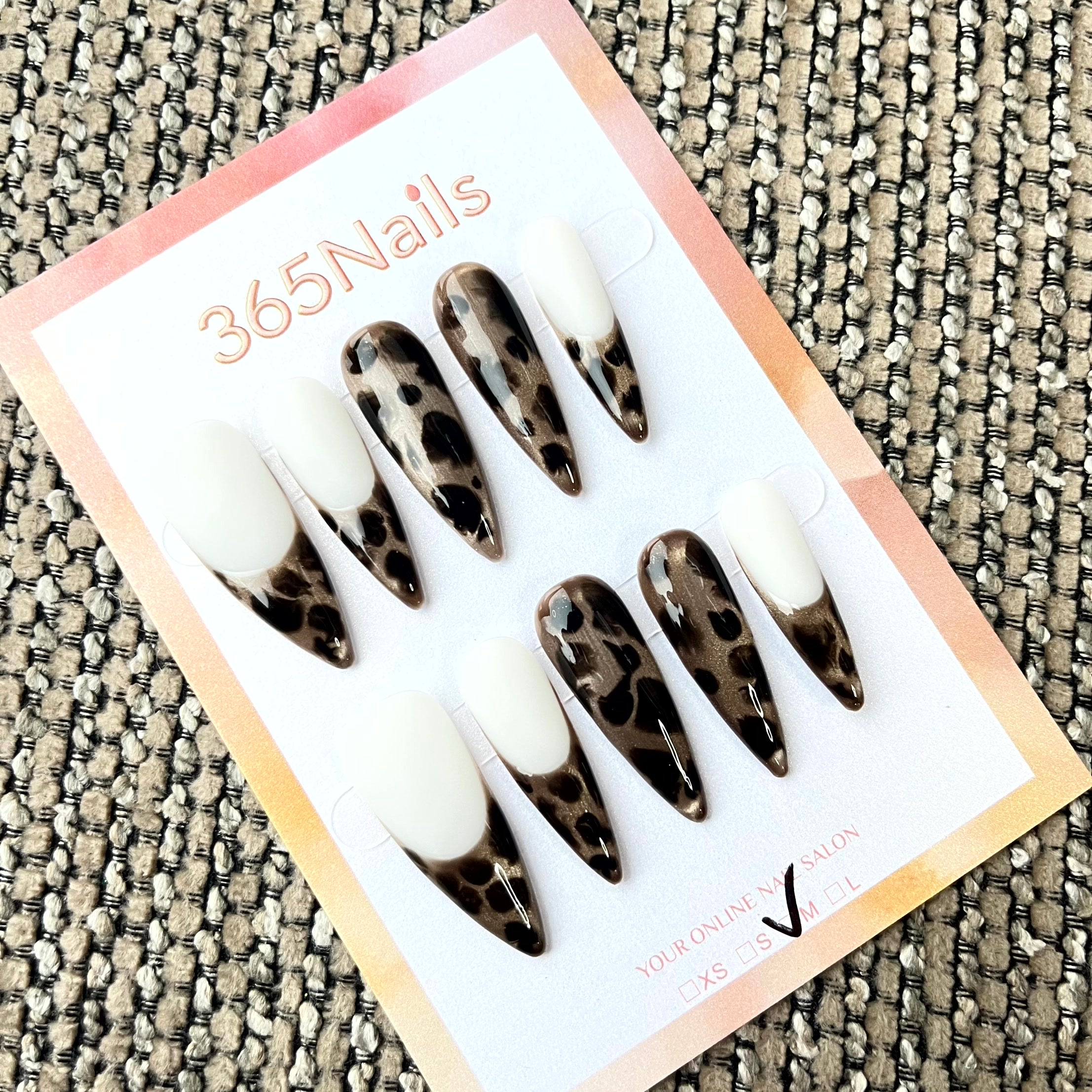 Wild Elegance: "Leopard French" – Long Stiletto Press-on Nails