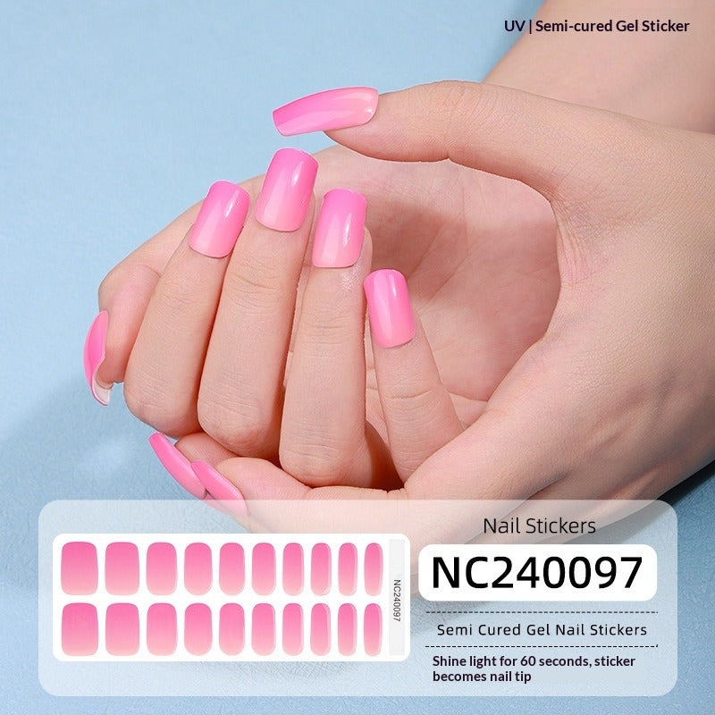 Semi-Cured Gel Nail Strips French Style Soft Color Gradient Glossy Set (MOQ=3)