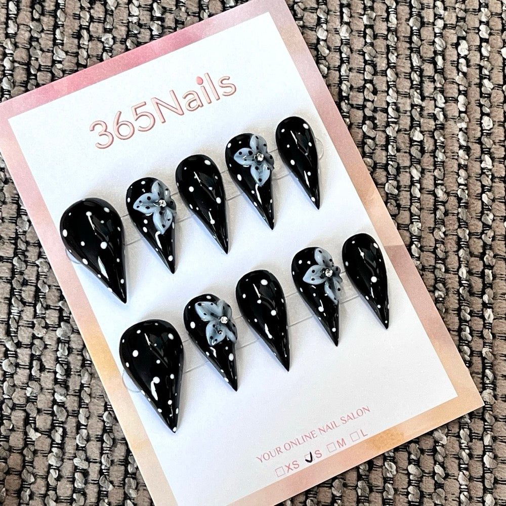 Midnight Moth - Black Butterfly Press-On Nails