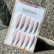 Pearl Veil - White Fine Glitter Stiletto Press-On Nails | Starry Glitter Series