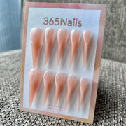 桃奶霜龍爪尖形穿戴甲｜柔和裸色果凍光｜365Nails Premium 手工製龍系列