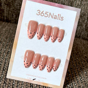 Blush Dots - Pink Black Dot French Press-On Nails