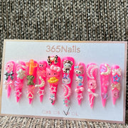 365nails: "Aplique Hello Kitty Sanrio Rosa" – unhas postiças artesanais