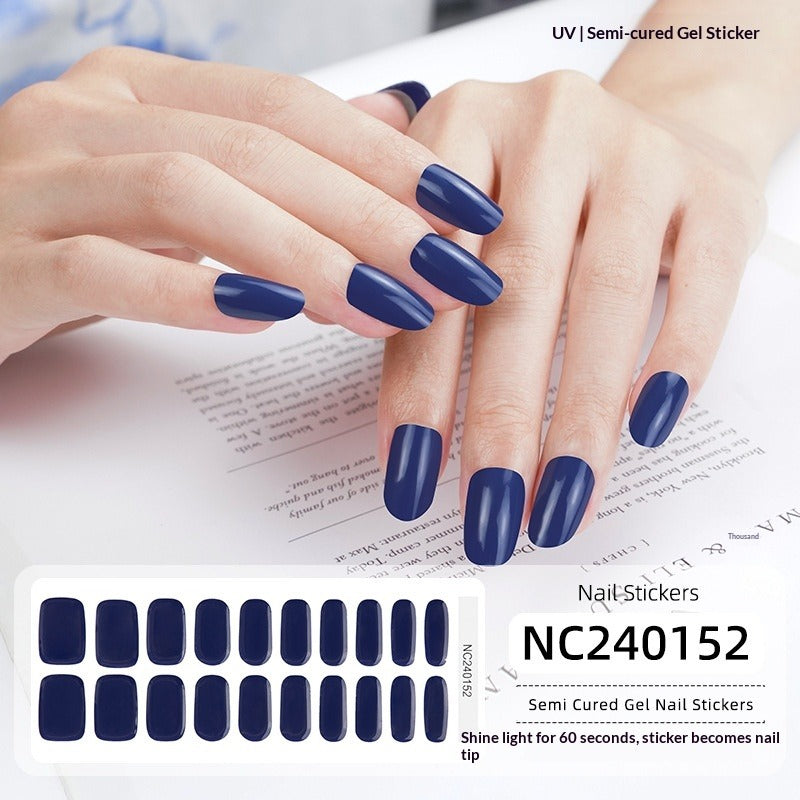 Semi-Cured Gel Nail Strips Solid Pearl Minimal Glossy Design (MOQ=3)