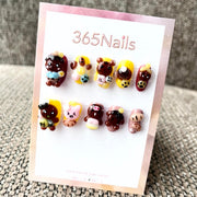 365nails: "Cocoa Pals" – 3D Cartoon Bear Short Square Nails