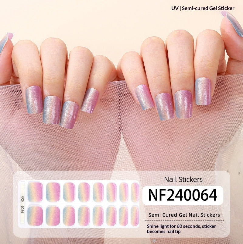 Semi-Cured Gel Nail Strips French Gradient Soft Glossy Design (MOQ=3)