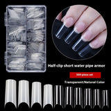 Nail Tips nail pads Transparent semi-stickers Shallow stickers 500 pcs Bag flat-head water pipe nail patches Nail art extension fake nail pads