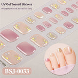 Semi-Cured Gel Nail Strips Gradient Bloom 3D Foil Toe Design (MOQ=3)