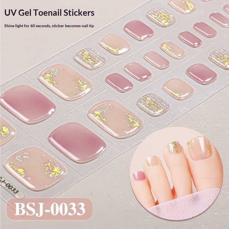 Semi-Cured Gel Nail Strips Gradient Bloom 3D Foil Toe Design (MOQ=3)
