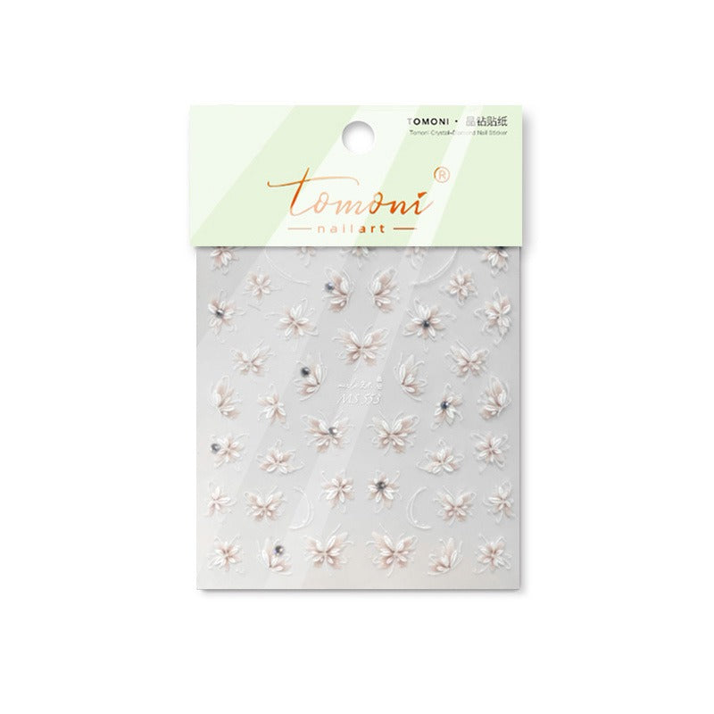 3D Embossed Nail Stickers – Delicate Floral Collection