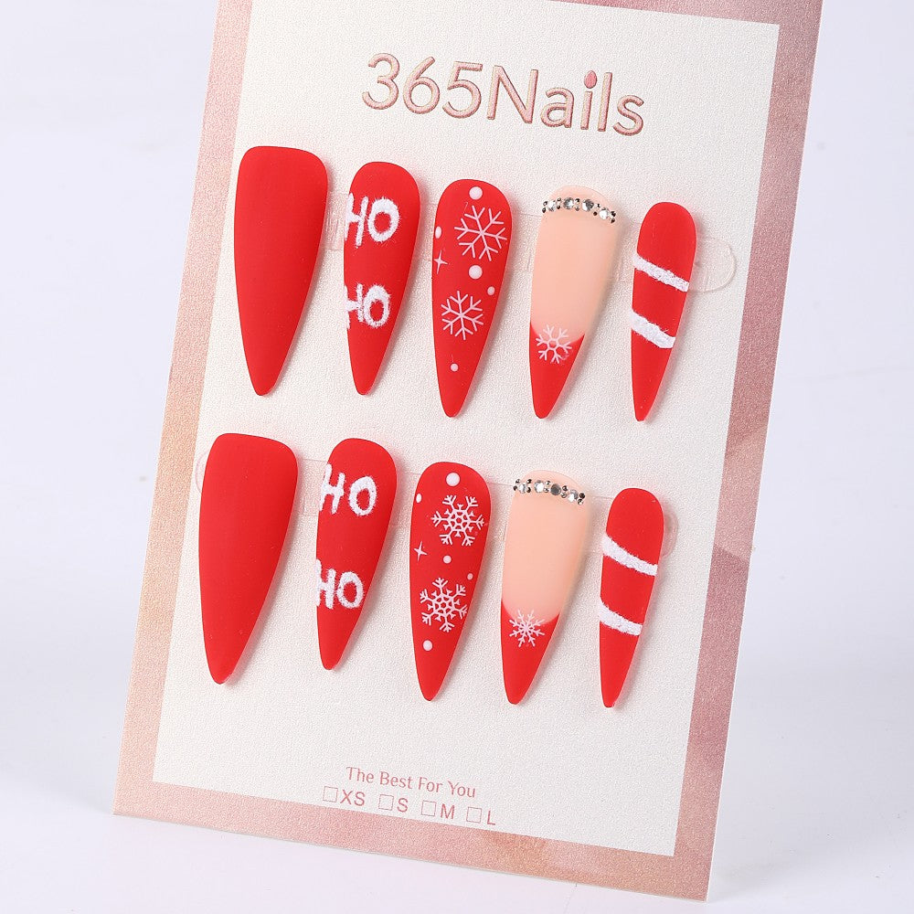 365Nails HOHO Snowflake Matte Long Almond Set