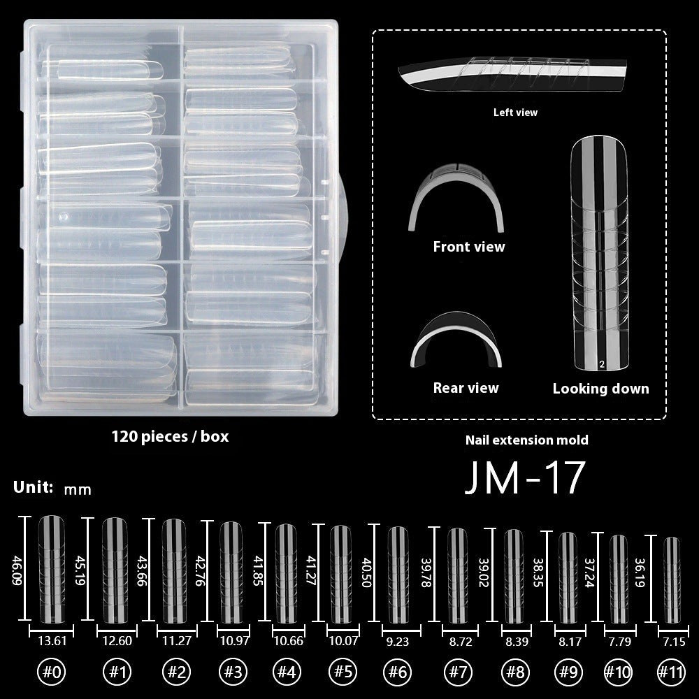 Nail Tips 120 transparent crystal nail molds, boxed with graduated crystal extension nail molds,  rapid phototherapy extension nail molds