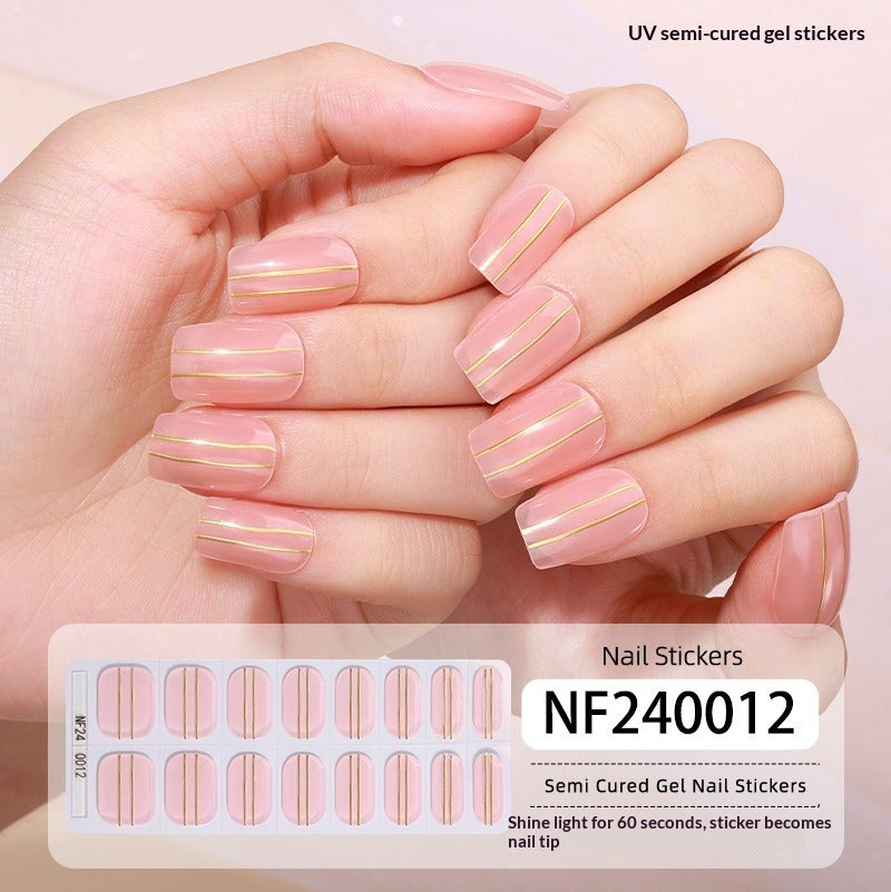 Semi-Cured Gel Nail Strips 3D Foil Gold Glossy Design (MOQ=3)