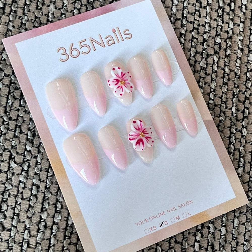 Blush Petal Veil - Pink Ombre 3D Press-On Nails