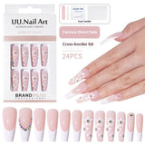 Hand-worn nail Premium  French ladder Sweet removable patch False nail Long prefabricated manicure
