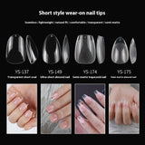 Nail Tips Nail sheet semi-matte transparent short almond nail trapezoidal free grinding full sticker seamless patch fake nail wholesale