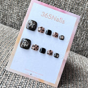 Black Leopard Star Charm Press-On Toenails
