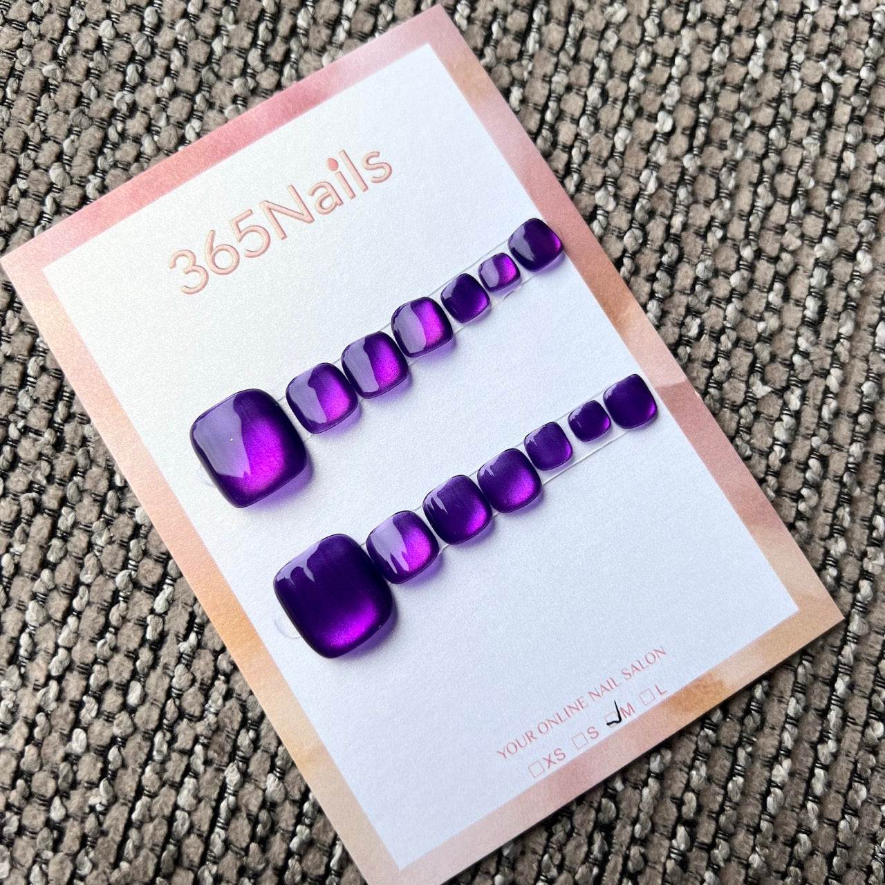 365nails: "mysterious violet amber" – handmade press-on pedicure