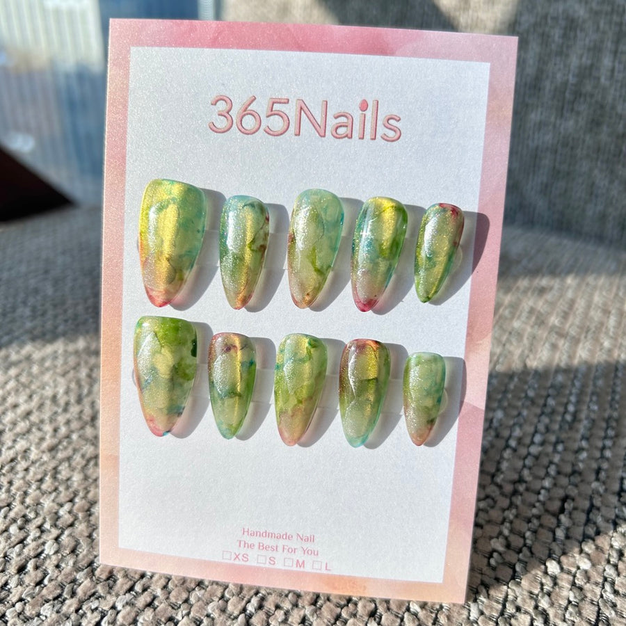 Wizard of Oz & Vintage Moss Forest Monet Oil Painting Nails ｜ Handmade Smudge Series(moq=30)