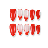 Uñas postizas largas, francesas, brillantes, color escarlata de 365nails.