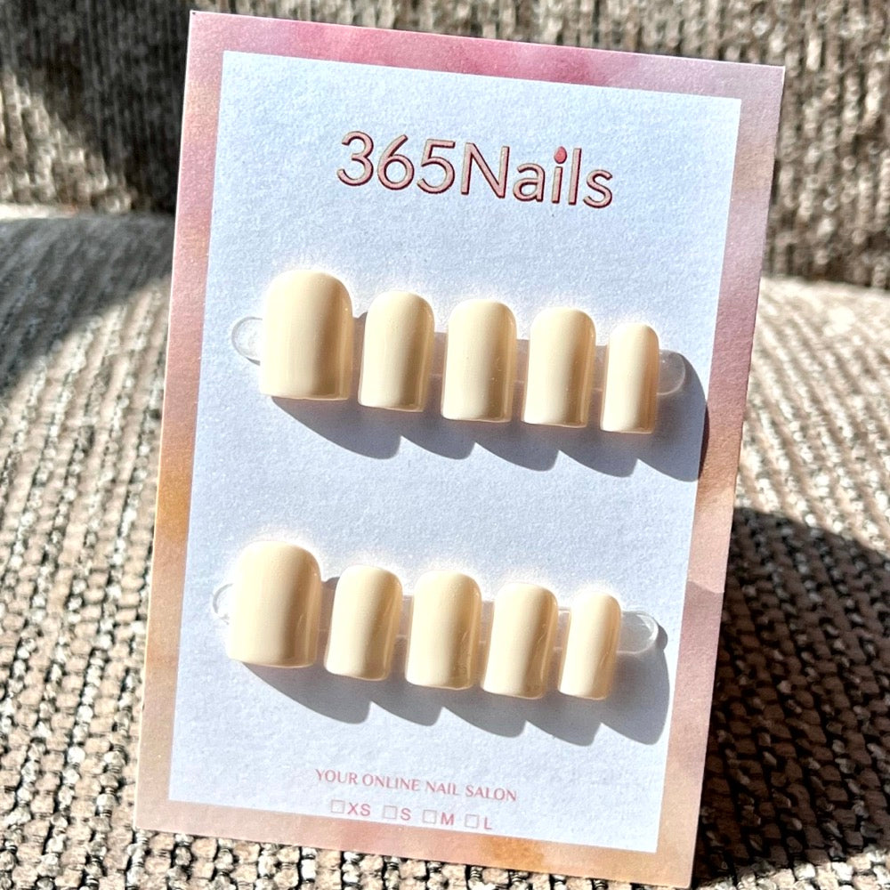 "Milky Beige" - Solid Color Handmade Nails (8 Shapes Available)