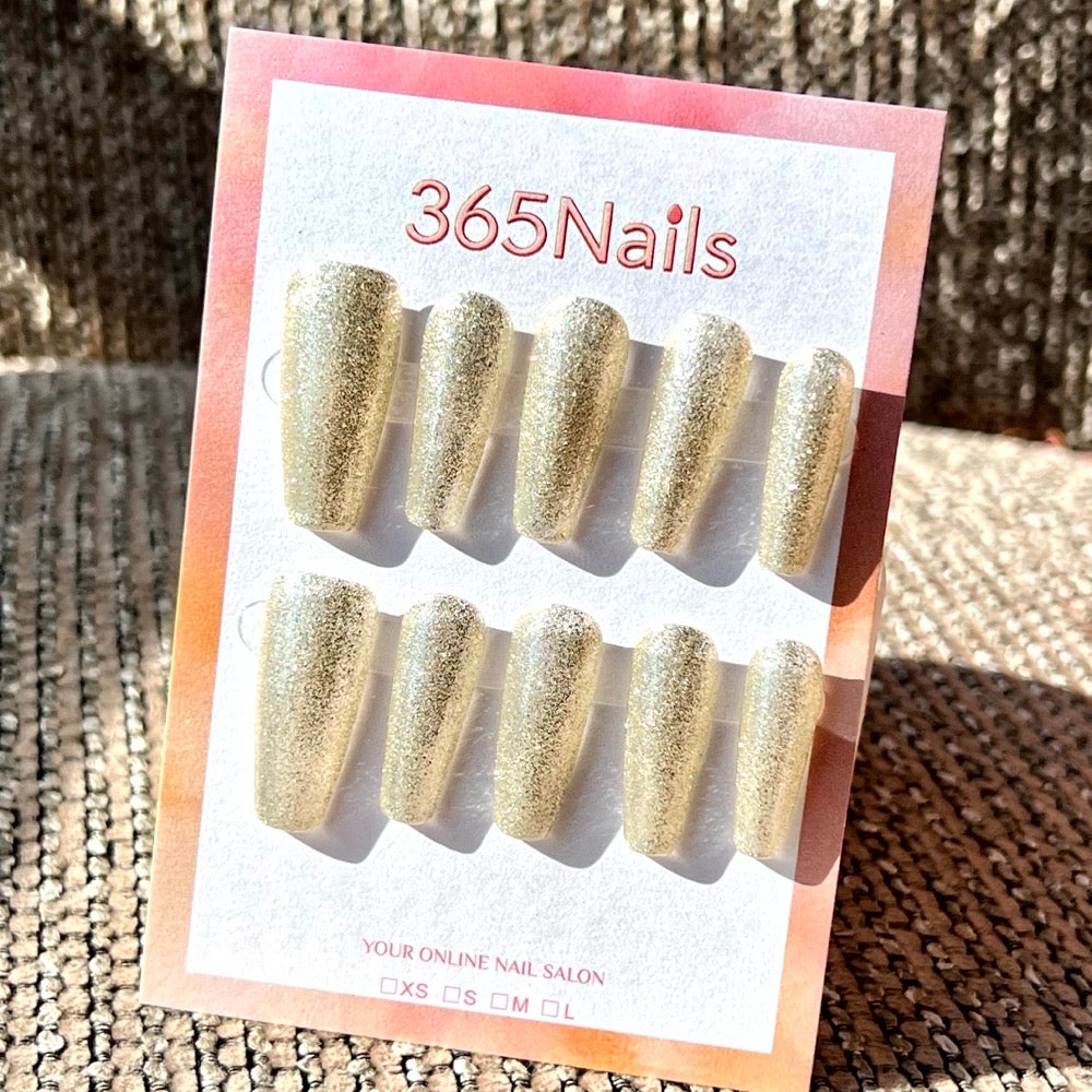 "Bold Long Coffin" - Glitter Handmade Nails (6 Colors Available)