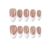 365Nails Nude Coffee V-French Press-On Nails with Subtle Rhinestone Accents