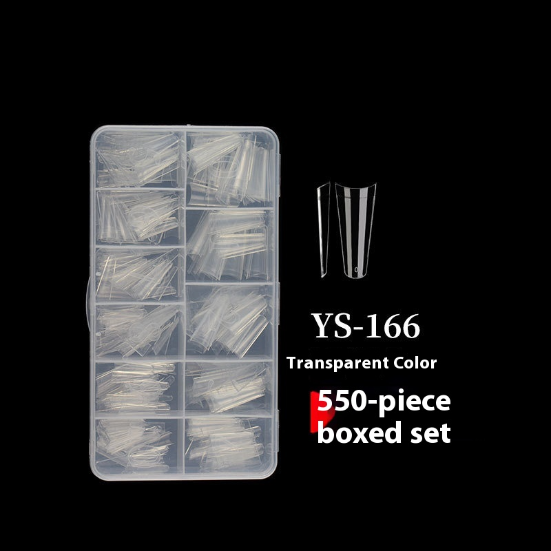 Embouts d’ongles allongeants — faux ongles super longs tête plate, demi‑autocollant, effet denim, forme trapèze press‑on — vente en gros (MOQ=3)